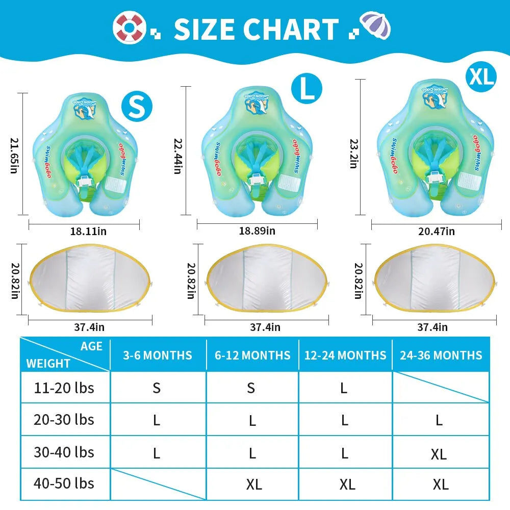 Flotador inflable con dosel para sombra