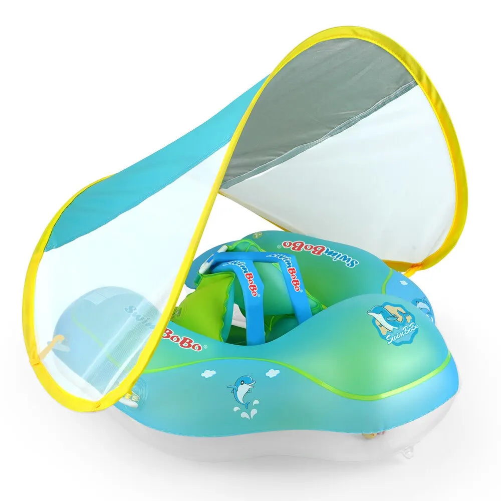 Flotador inflable con dosel para sombra